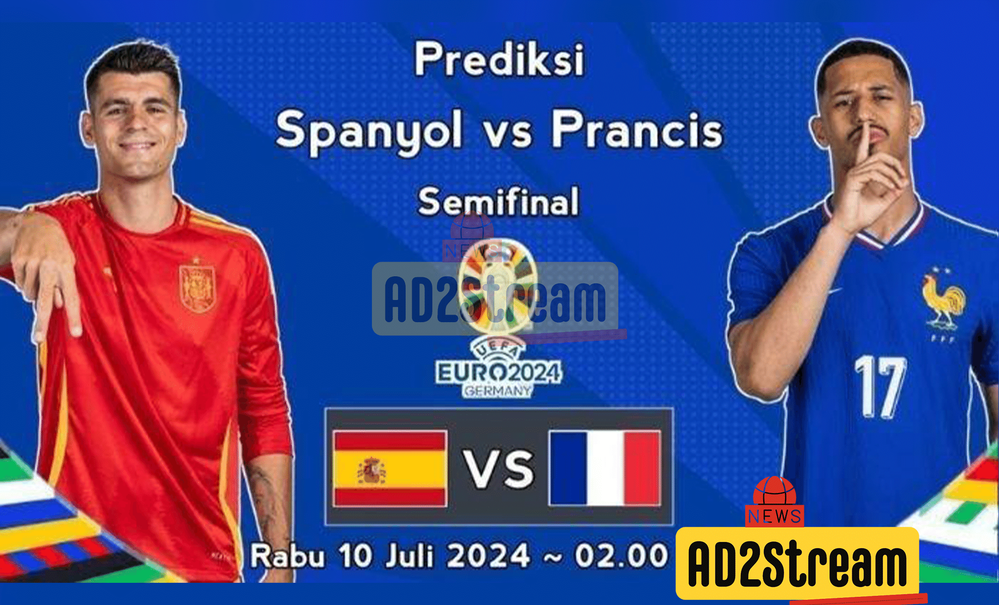 Prediksi: Line UP, Skor, Euro 2024 Spanyol Vs Perancis